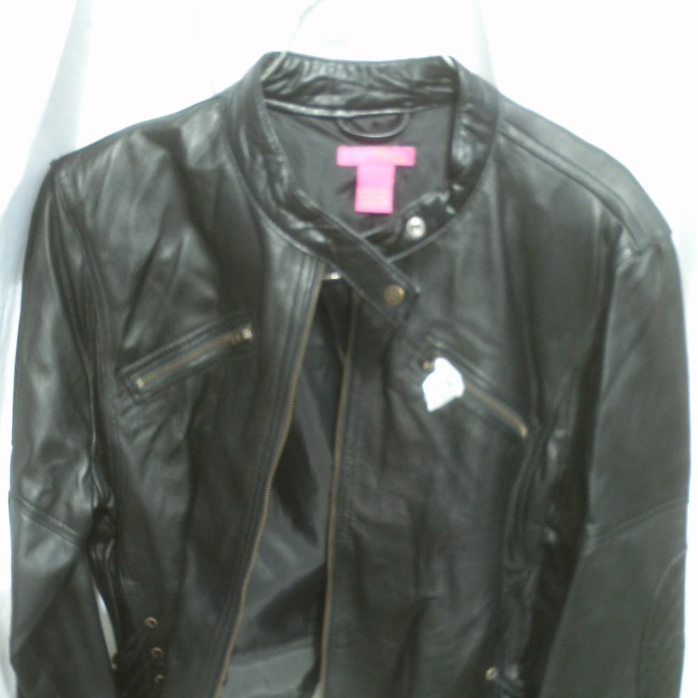Thalia Sodi Leather Jacket Blazer Black New